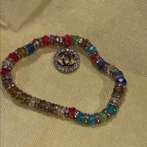 Multicolor Beaded Bracelet with Gold Accents